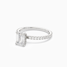 Emerald Hidden Halo Accent Luxe Pavé in 18K White Gold top angle