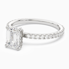 Emerald Hidden Halo Accent Luxe Pavé in 18K White Gold top angle