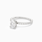Oval Hidden Halo Accent Luxe Pavé in 18K White Gold top angle