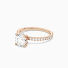 Round Hidden Halo Accent Luxe Pavé in 14K Rose Gold top angle