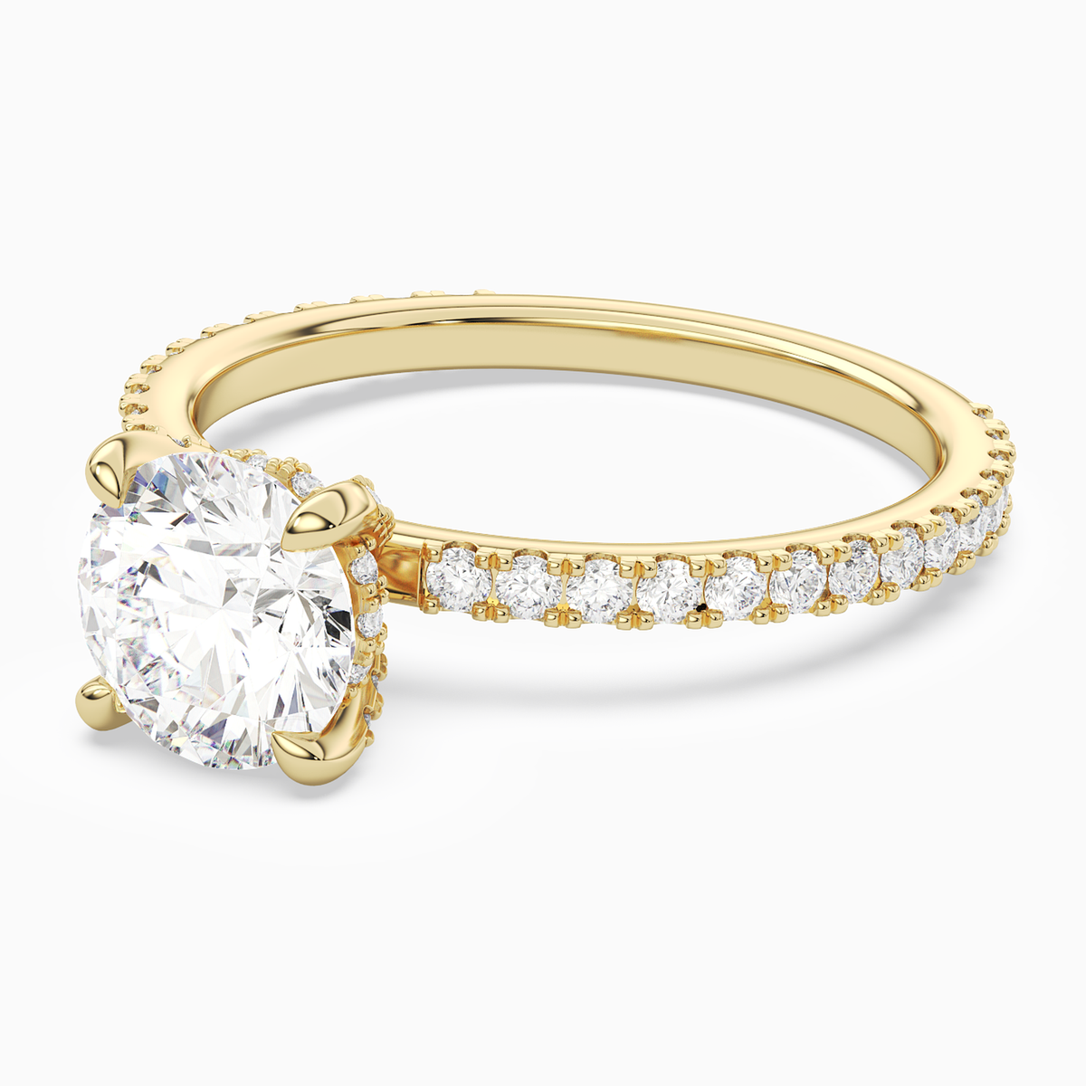 Round Hidden Halo Accent Luxe Pavé in 14K Yellow Gold top angle
