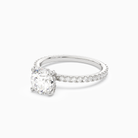 Round Hidden Halo Accent Luxe Pavé in 18K White Gold top angle