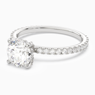 Round Hidden Halo Accent Luxe Pavé in 18K White Gold top angle
