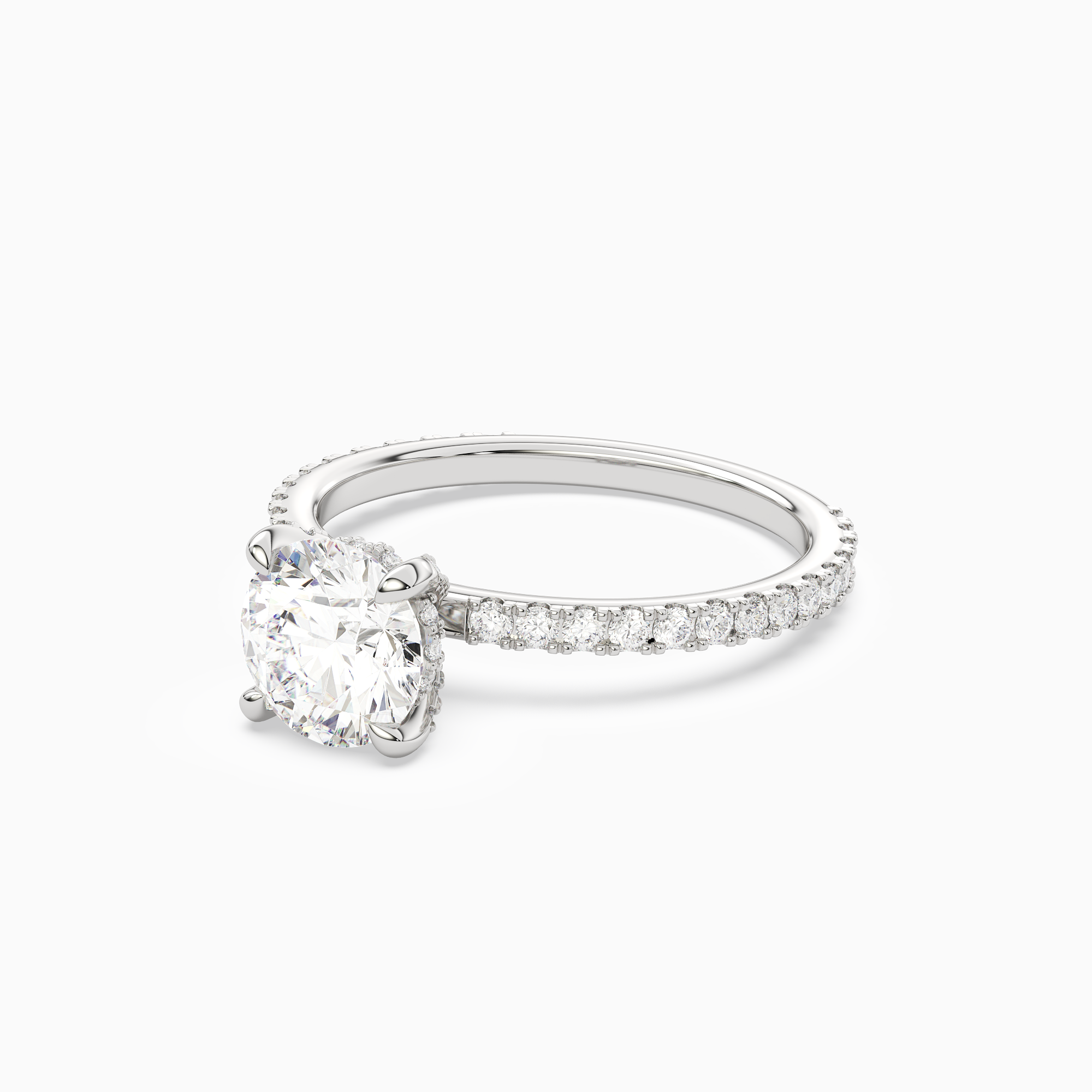 Round Hidden Halo Accent Luxe Pavé in Platinum top angle