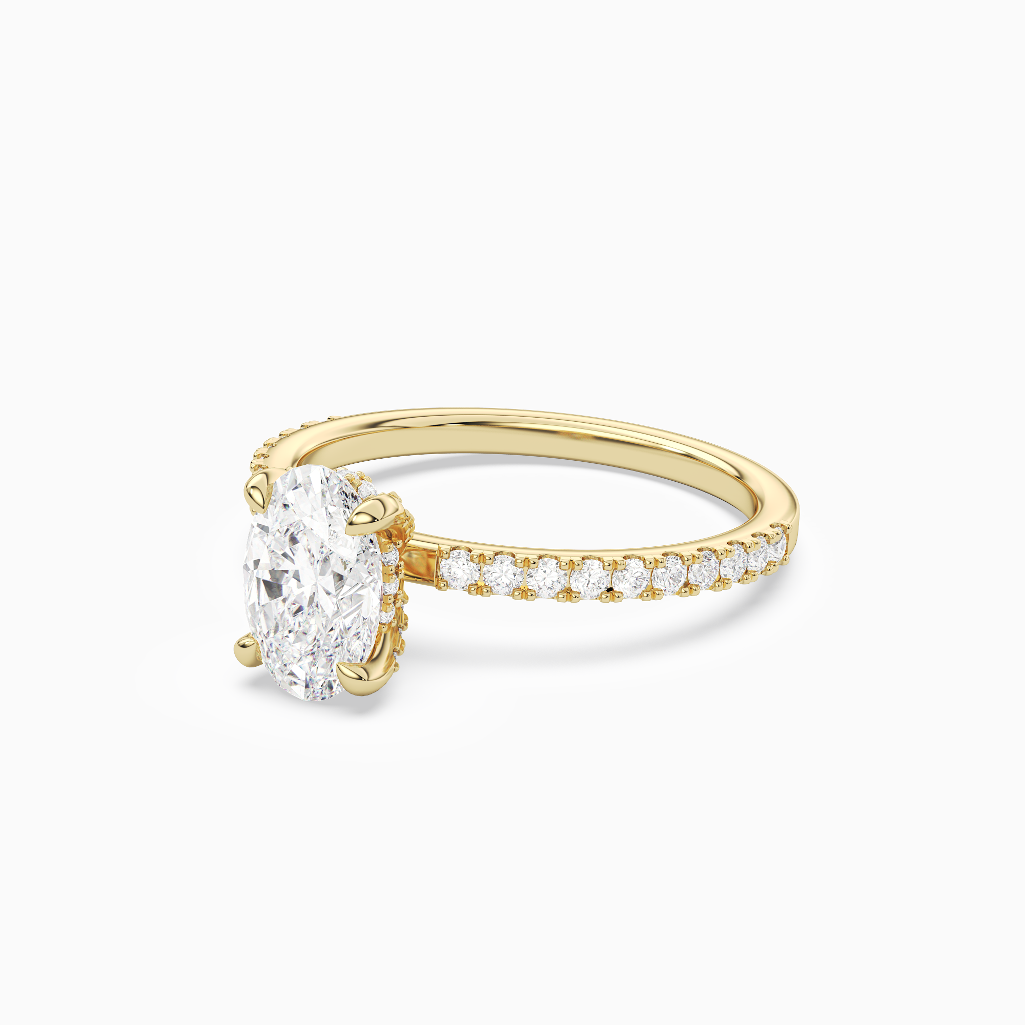 Oval Hidden Halo Accent Pavé in 14K Yellow Gold top angle
