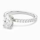 Oval Hidden Halo Accent Pavé in Platinum top angle