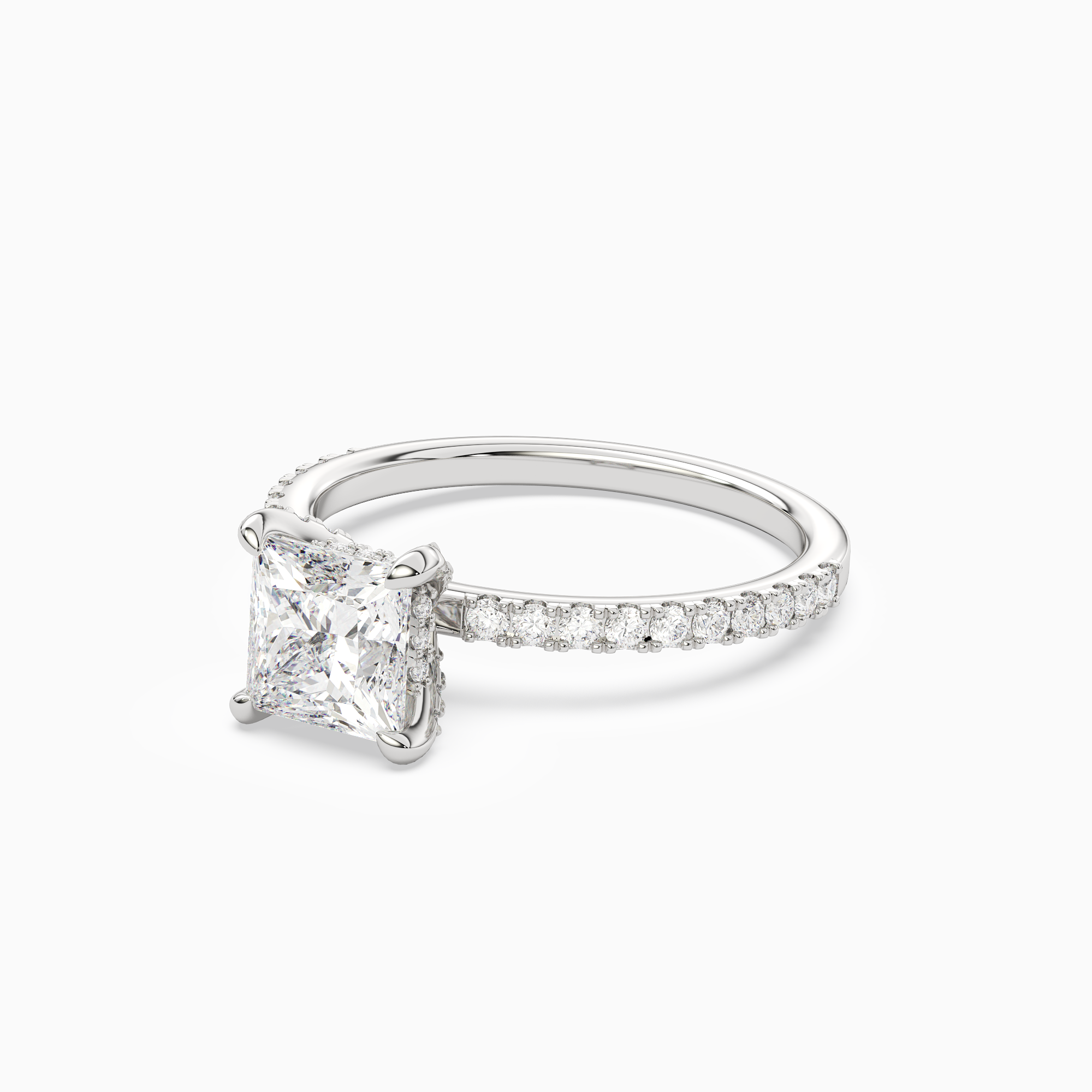 Princess Hidden Halo Accent Pavé in Platinum top angle