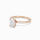 Oval Hidden Halo Accent Petite Pavé in 14K Rose Gold top angle