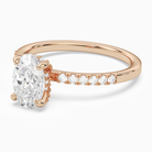 Oval Hidden Halo Accent Petite Pavé in 14K Rose Gold top angle