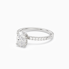 Oval Hidden Halo Accent Petite Pavé in 18K White Gold top angle