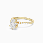 Pear Hidden Halo Accent Petite Pavé in 18K Yellow Gold top angle