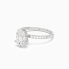 Pear Hidden Halo Accent Petite Pavé in Platinum top angle