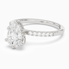 Pear Hidden Halo Accent Petite Pavé in Platinum top angle