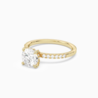 Round Hidden Halo Accent Petite Pavé in 14K Yellow Gold top angle
