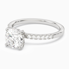 Round Hidden Halo Accent Petite Pavé in 18K White Gold top angle