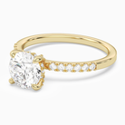 Round Hidden Halo Accent Petite Pavé in 18K Yellow Gold top angle