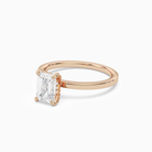 Emerald Hidden Halo Accent Plain in 14K Rose Gold top angle