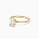 Emerald Hidden Halo Accent Plain in 18K Yellow Gold top angle