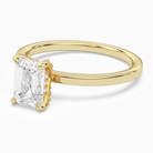 Emerald Hidden Halo Accent Plain in 18K Yellow Gold top angle