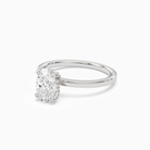 Oval Hidden Halo Accent Plain in 14K White Gold top angle