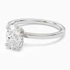 Oval Hidden Halo Accent Plain in 14K White Gold top angle
