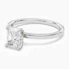 Radiant Hidden Halo Accent Plain in 14K White Gold top angle