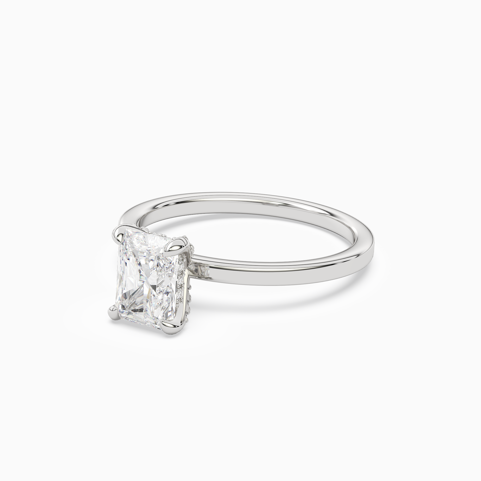 Radiant Hidden Halo Accent Plain in Platinum top angle