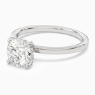 Round Hidden Halo Accent Plain in 18K White Gold top angle