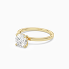 Round Hidden Halo Accent Plain in 18K Yellow Gold top angle