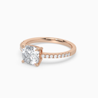 Cushion Classic Basket Pavé Solitaire in 14K Rose Gold top angle