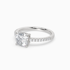Cushion Classic Basket Pavé Solitaire in 14K White Gold top angle
