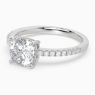 Cushion Classic Basket Pavé Solitaire in 14K White Gold top angle