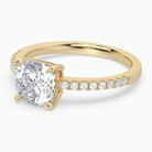 Cushion Classic Basket Pavé Solitaire in 14K Yellow Gold top angle