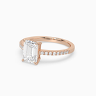 Emerald Classic Basket Pavé Solitaire in 14K Rose Gold top angle