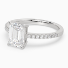 Emerald Classic Basket Pavé Solitaire in 14K White Gold top angle
