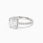 Emerald Classic Basket Pavé Solitaire in 18K White Gold top angle