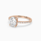 Oval Classic Basket Pavé Solitaire in 14K Rose Gold top angle