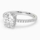 Oval Classic Basket Pavé Solitaire in 18K White Gold top angle