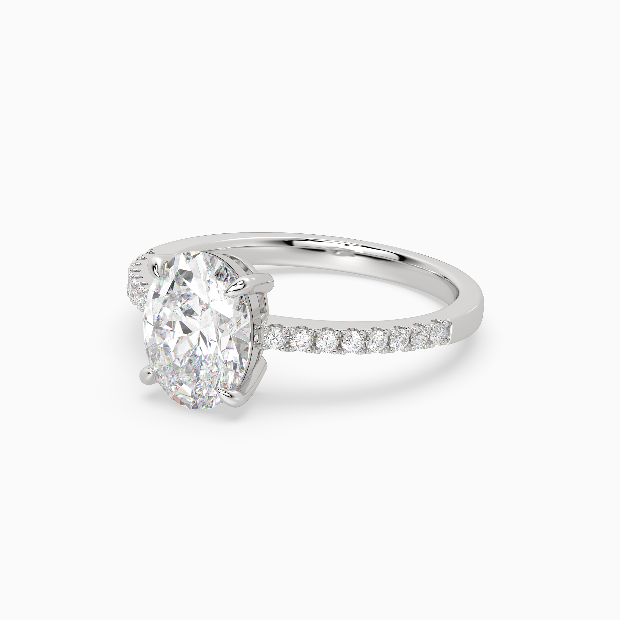 Oval Classic Basket Pavé Solitaire in Platinum top angle