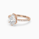 Pear Classic Basket Pavé Solitaire in 14K Rose Gold top angle