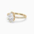 Pear Classic Basket Pavé Solitaire in 14K Yellow Gold top angle