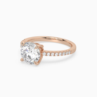 Round Classic Basket Pavé Solitaire in 14K Rose Gold top angle