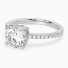 Round Classic Basket Pavé Solitaire in Platinum top angle