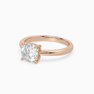 Cushion Classic Basket Plain Solitaire in 14K Rose Gold top angle