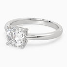 Cushion Classic Basket Plain Solitaire in 14K White Gold top angle