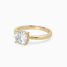 Cushion Classic Basket Plain Solitaire in 18K Yellow Gold top angle