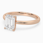 Emerald Classic Basket Plain Solitaire in 14K Rose Gold top angle