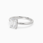 Emerald Classic Basket Plain Solitaire in 18K White Gold top angle