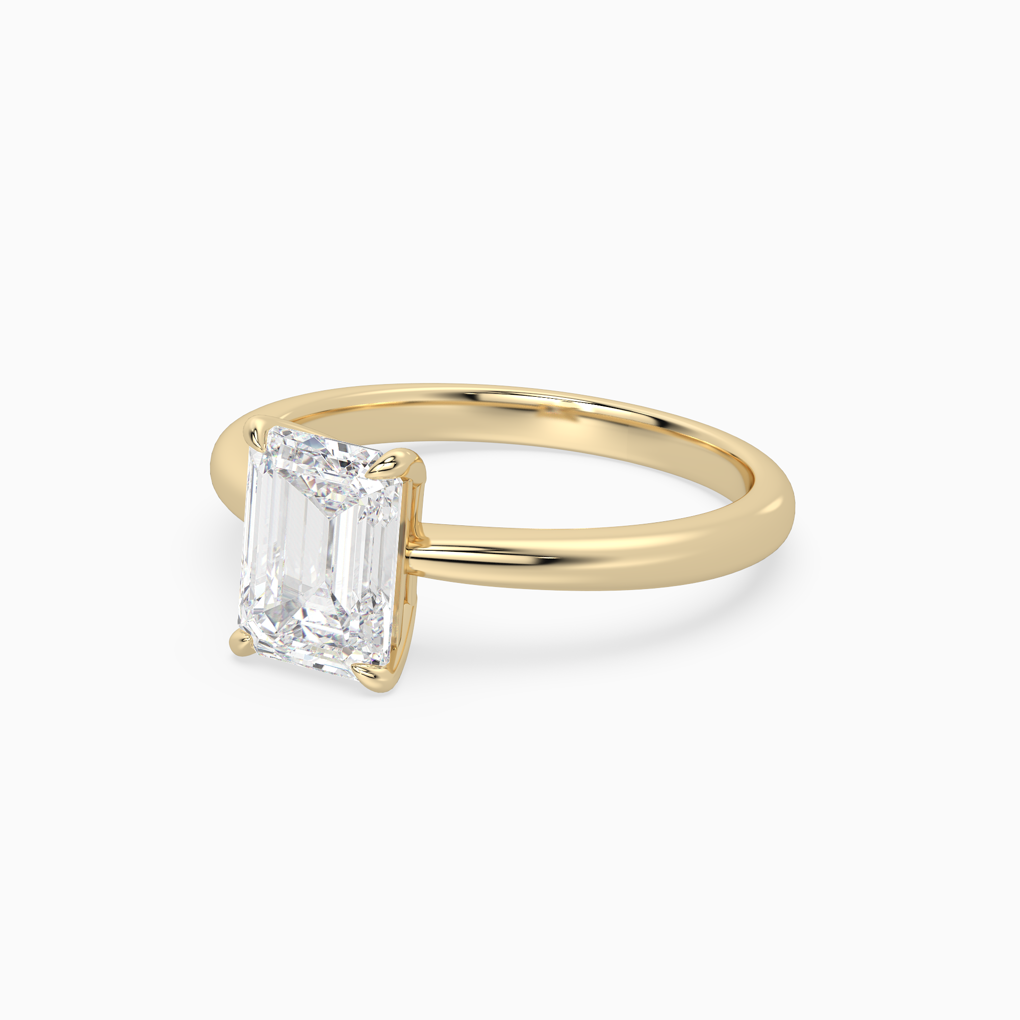 Emerald Classic Basket Plain Solitaire in 18K Yellow Gold top angle
