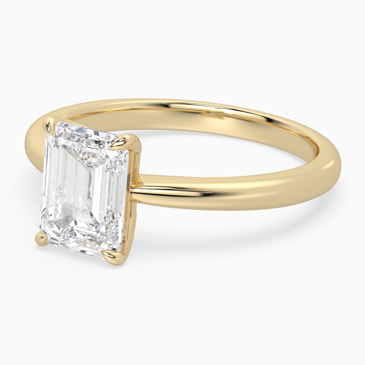 Emerald Classic Basket Plain Solitaire in 18K Yellow Gold top angle